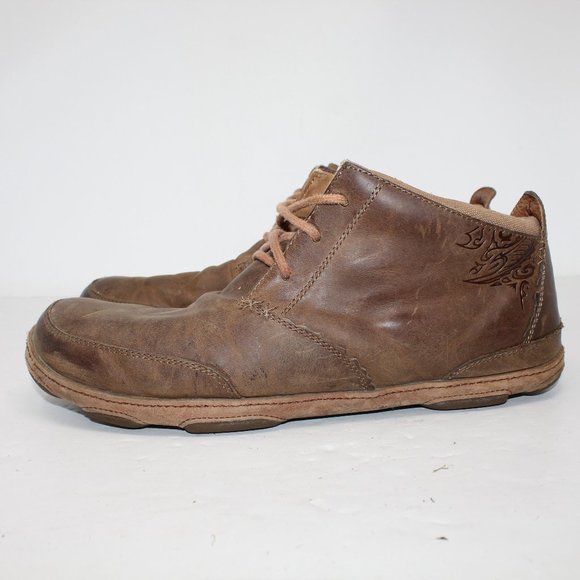 OluKai Shoes Olukai Kamuela Mens 3 Brown Leather Chukka Lace Up